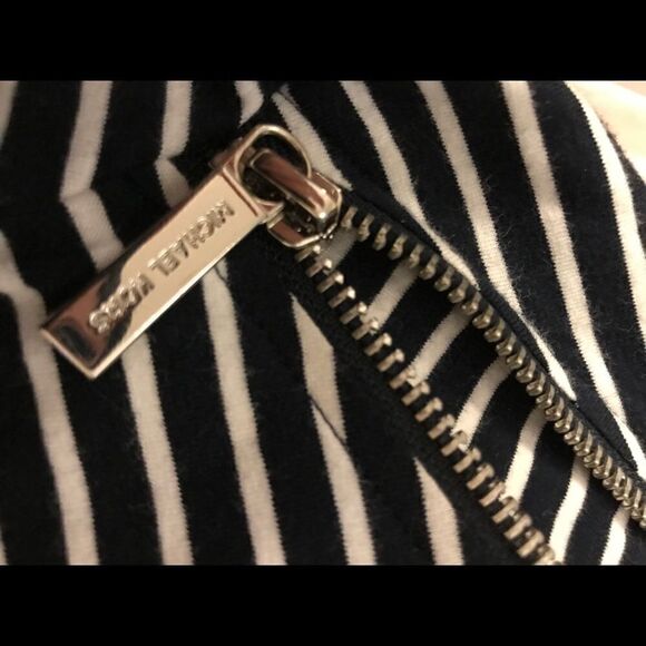 Michael Kors Striped Zipper Long Sleeve Crewneck Tee Navy Blue White S M… - Picture 4 of 15